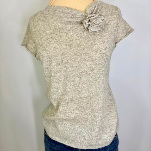 Cynthia Crowley  grey heather SS cashmere sweater - Picture 1 of 6